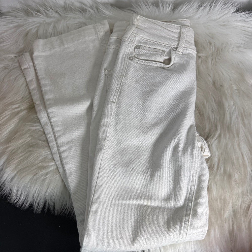 Free‎ People Shayla Pebble White High Rise Bootcut Jeans Double Button Size 26 - Picture 8 of 11